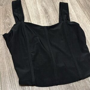 Lulu’s black crop top mesh tank. Size Medium. NWT